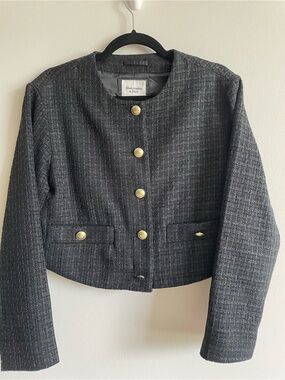 Abercrombie & Fitch Collarless Cropped Boucle Jacket Professional Classic S